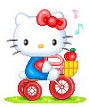 Hello Kitty in a bike